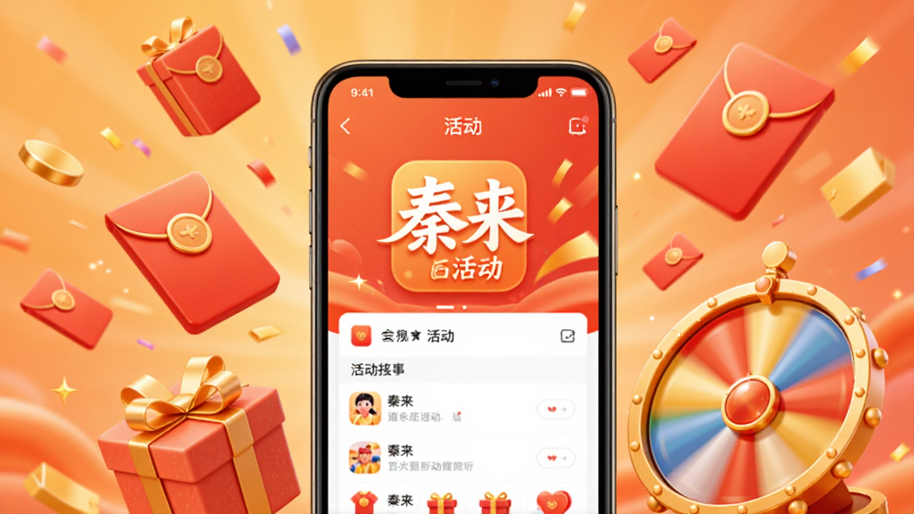 画面以活动抽奖为主题,中央是