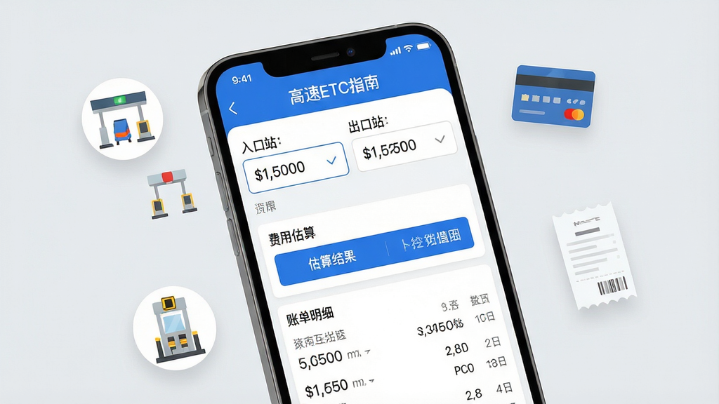 一张手机应用界面展示图,画面中央是一部智能手机,屏幕上显示