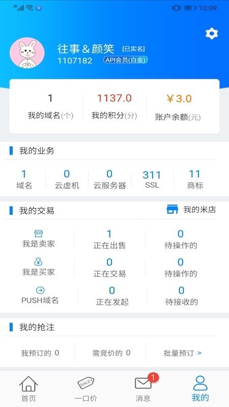 爱名网域名注册交易平台新手入门操作界面截图