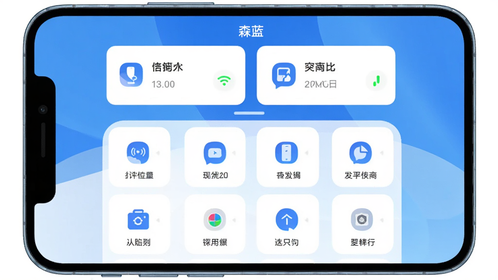 ������һ�������ֻ���Ļ��ʾɭ��App�����棬���ֲ������½ṹ�Ϸ�Ϊ�豸״̬��Ƭ�·�Ϊ����ͼ�������Ű���жԳƣ����Ϊ�ִ��Ƽ��б�ƽ����ƣ�ϸ�ڰ�����ɫ���䱳������ɫ��Ƭ���豸ͼ�ꡢ����״ָ̬ʾ�ƣ����ʸ���ɾ��޶���Ԫ�أ���Ļ����ʾ����