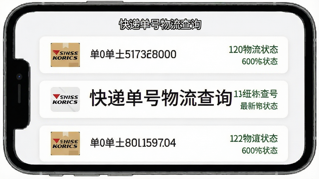 һ���ֻ�Ӧ�ý����ʾ��ͼ������չʾ��ݵ���������ѯAPP����ʷ��¼ҳ�棬ҳ���������Ŷ�����ݵ��ż�¼��ÿ����¼����п�ݹ�˾ͼ�꣬�Ҳ���ʾ���ź���������״̬��������ÿ�Ƭʽ���֣���ɫ��ˬ�����������������ɾ�����Ļ�д���