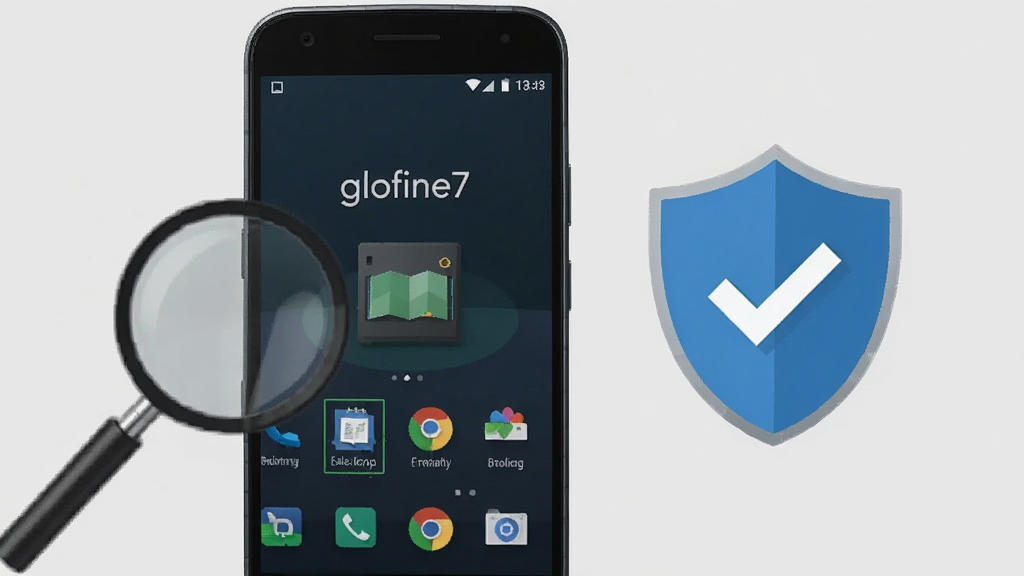 һ����׿�ֻ���ʾ��glofine7����װ��ɺ�������棬�Ա߷���һ���Ŵ󾵺Ͷ���ͼ�꣬������ȫ�����ܿ���ʾ������Ϊǳ��ɫ�������������񣬻��������ɾ����޶���װ��Ԫ��