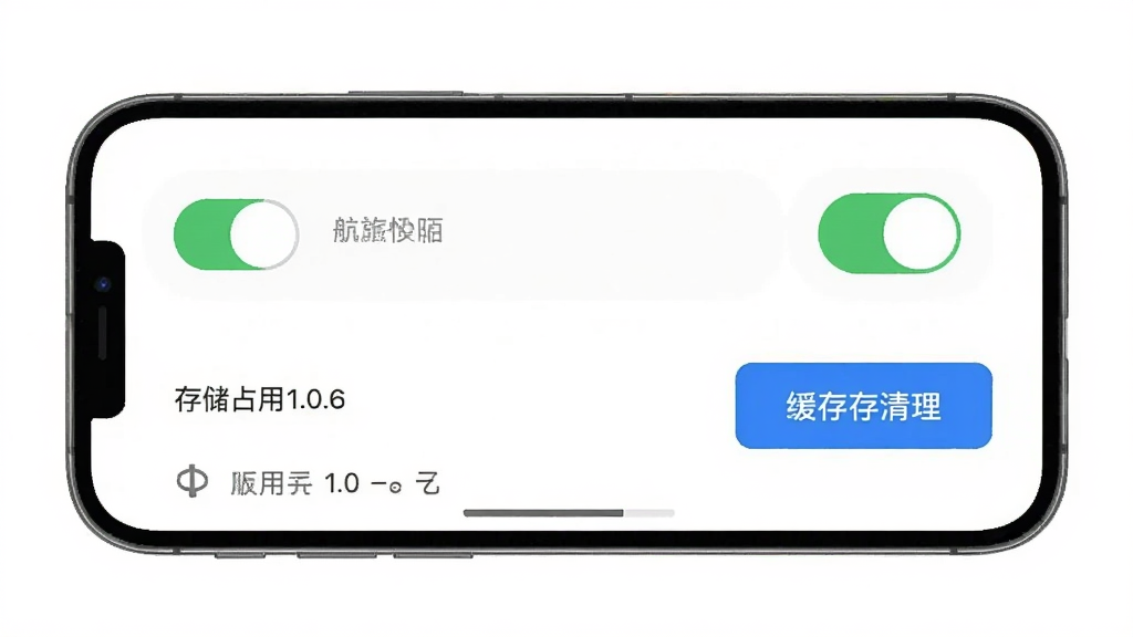 航旅机票查查设置页面手机截图,屏幕内显示权限开关和缓存清理按钮,背景为纯白色,风格极简,细节有版本号1.0.6和存储占用显示,画质清晰,干净,无多余元素