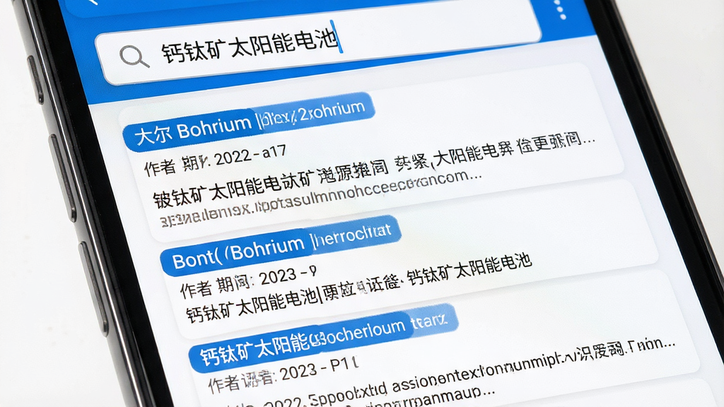 һ��չʾ����(Bohrium)���׼������ܵĽ����ͼ��������һ���ֻ���Ļ��ʾ��������б���ÿһ������������ı��⡢���ߡ��ڿ����ƺ�ժҪƬ�Σ��������������С����ѿ�̫���ܵ�ء��ؼ��ʣ�������ɫ��ˬ����ɫ������ǩͻ�������רҵ��࣬�����������޶���Ԫ��