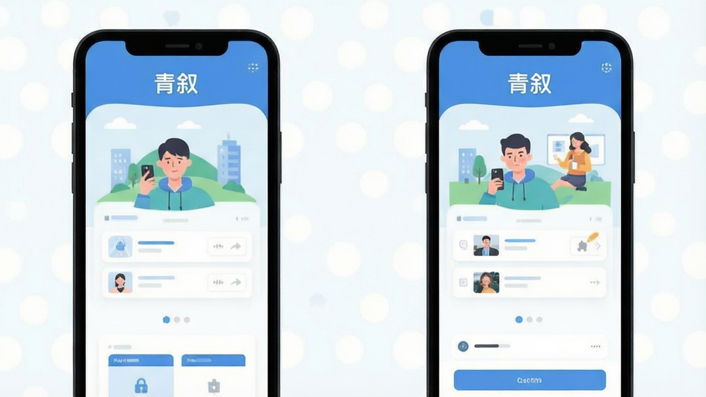 青叙 使用指南 手机操作 安装步骤 权限设置 界面示意图 扁平插画风格 高清 干净 无多余文字