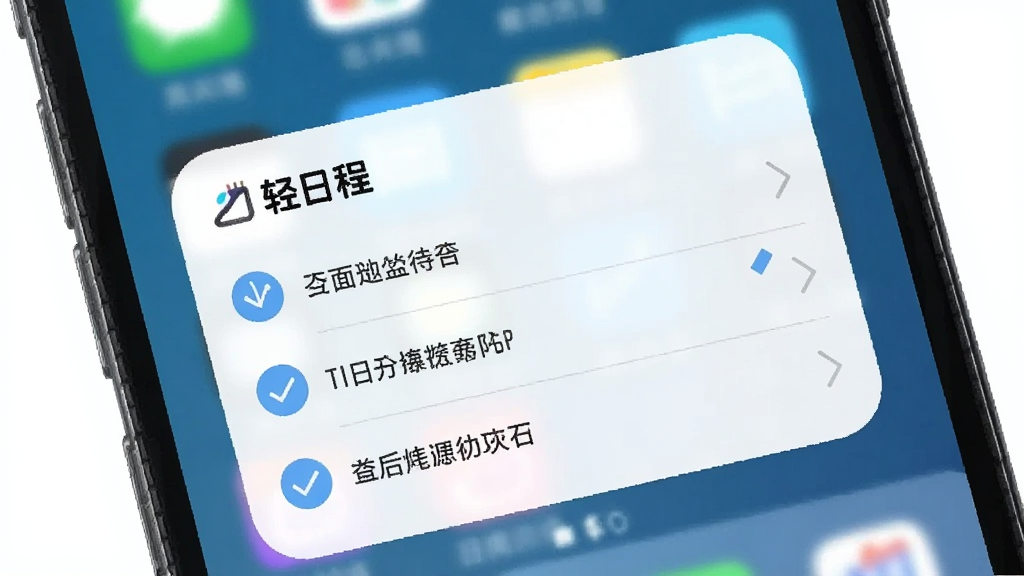 一张手机桌面展示轻日程桌面小组件的图片,画面中有