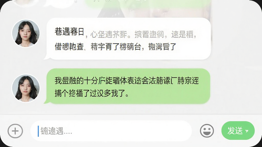 手机聊天界面截图,显示“巷遇”应用内的对话气泡,主体为两个用户头像与聊天内容,布局为上下排列,排版整洁,风格为柔和圆角,细节包括输入框、表情按钮、发送按钮,画质高清,干净,无多余元素