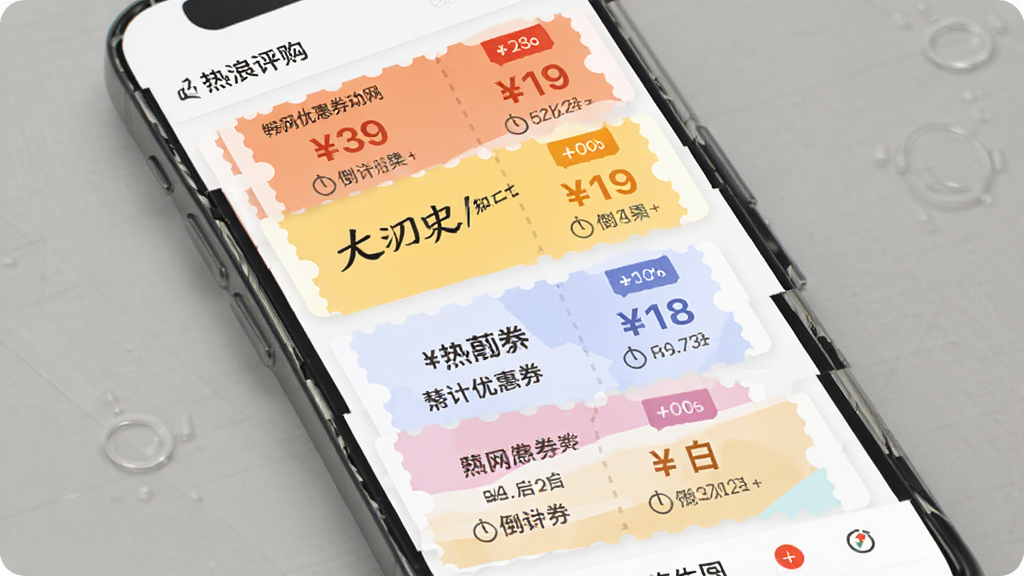 �����ڹ�APP����չʾȫ���Ż�ȯ�ۺϹ��ܣ������ж��Ų�ͬ��ɫ���Ż�ȯ��Ƭ�������У�ÿ�ſ�Ƭ��עƽ̨���ƺ�ȯ��۸񣬲���Ϊ�����б������Ϊ���¼�Լ��ϸ�ڰ����ۿ۱�ǩ�͵���ʱ��ʾ�����ʸ��壬����ɾ����޶���Ԫ��