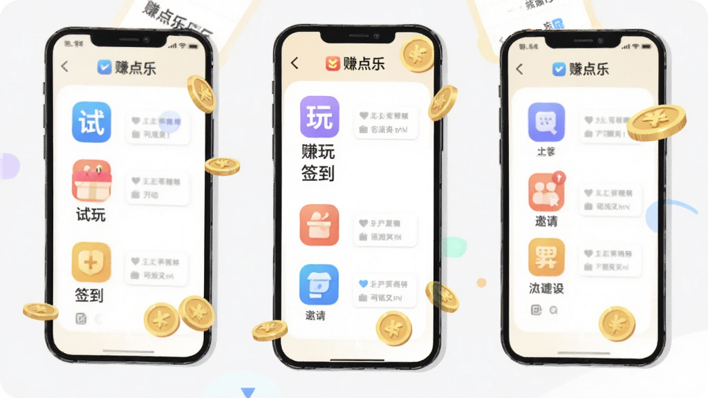 一组手机悬浮排列展示