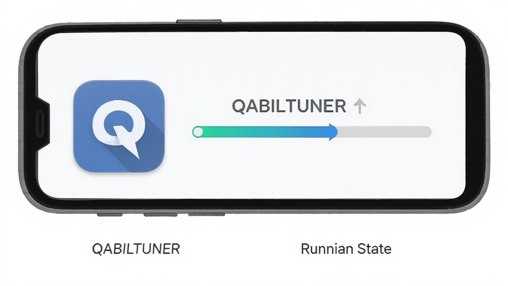 QABILTUNER应用在手机桌面的图标与运行状态示意图,画面主体为手机界面,布局居中,风格为扁平化设计,细节包含应用图标与流畅的运行指示条,画质清晰干净无多余元素