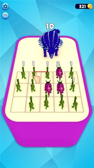 恐龙合并战角斗士(Dino Merge Battle Gladiator) 基础玩法合成机制与角斗场对战画面