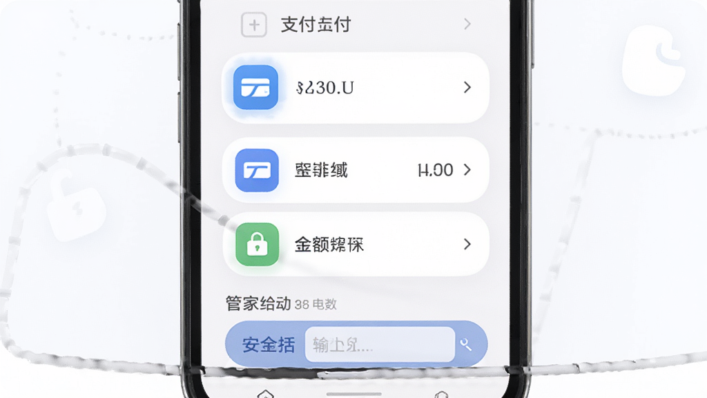网上电费管家缴费支付界面,主体为手机屏幕显示支付方式选择列表和金额输入框,布局为垂直排列,排版整齐,风格为柔和圆角设计,细节包括支付图标高亮、安全锁标识,画质高清,干净,无多余元素
