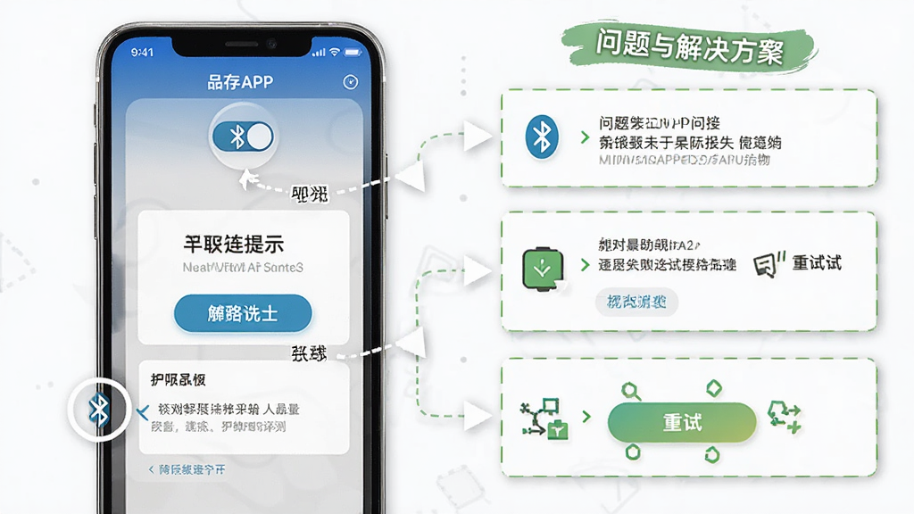 ����ΪƷ��APP����ʧ����ʾ������������ͼʾ������Ϊ�ֻ���Ļ��ͼ������˵�����Ű����������������������ʽ�����Ϊ�̳�����Ϣͼ��ϸ�ڰ�����������ͼ�ꡢȨ�����ý��桢���԰�ť�������������ɾ����޶���Ԫ��