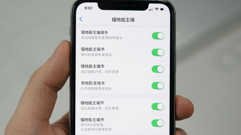 画面主体为手机屏幕展示应用权限设置页面,布局为纵向权限列表,排版简洁清晰,风格为移动端系统设置界面风格,细节包括权限开关与说明文字,画质干净锐利,无多余元素,图片中文字为“锚地船主端”