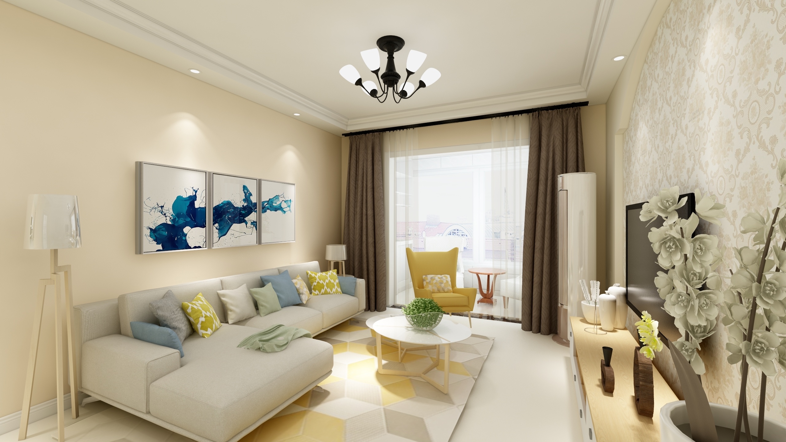 梦想房间:温馨家居装饰安装器(Roomtopia) 暖色调灯光与沙发抱枕绿植点缀布置细节