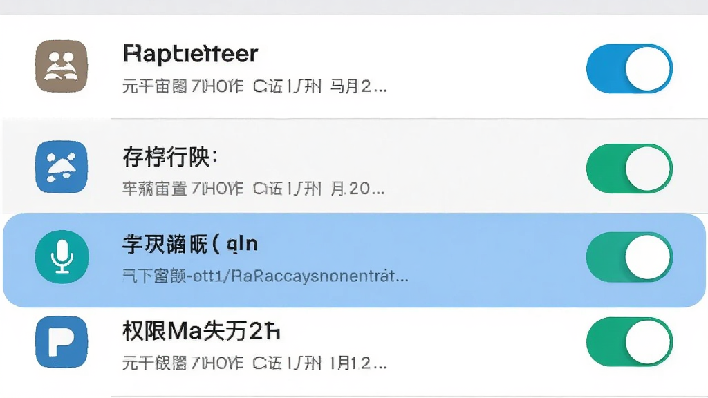 元我宙Mever移动端权限设置界面示意图,画面展示手机设置页面中应用权限管理列表,高亮标注存储与麦克风权限开关,布局为竖向列表排版,风格简洁系统风,细节包括权限图标、开关状态与提示文字,画质清晰干净,无多余元素