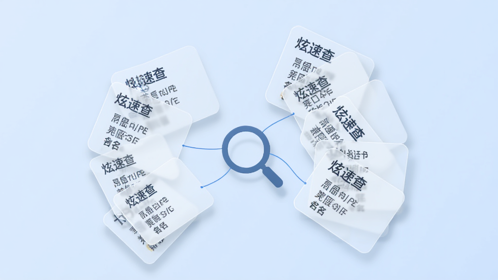 主体为悬浮在浅蓝背景上的多个半透明数据卡片,卡片内写有