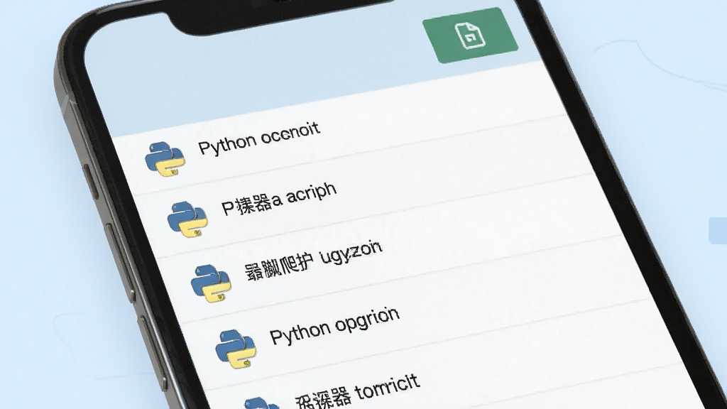 һ��չʾPython����������ű����������ͼƬ������Ϊ�ֻ���Ļ��ʾ�ļ��б����б��������Ŷ��Python�ű��ļ���Ŀ��ÿ����Ŀ�����ļ�ͼ������ƣ���Ļ�Ϸ����½��ļ���ť������Ϊǳ��ɫ��Լ����Ű����룬�����������ɾ��޶���Ԫ��