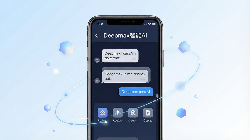 һ���ɾ�������������ͼ�������������һ�����������ֻ����ֻ���Ļ����ʾ��Deepmax����AI���ĶԻ����棬�����������������빦��ͼ�꣬�ֻ���Χ�����������ι��������������Ϊǳ������ɫ����ͽ��䣬���岼�־��жԳƣ�����ִ��Ƽ��У�ϸ����ͻ����Ļ�����������������֣�������������������ɾ��޶���Ԫ��