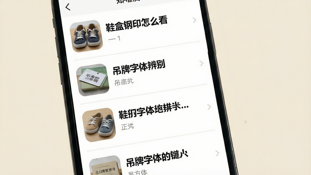 一张展示知识科普板块的手机界面场景图,画面主体为手机竖屏,屏幕内为文章列表页,每篇文章配有小缩略图和标题,如