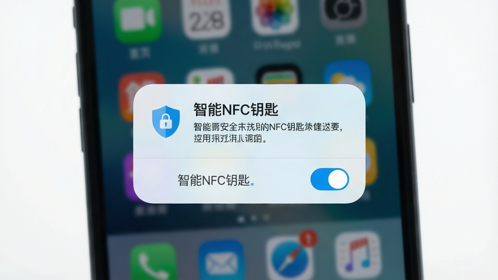 画面主体是一部手机屏幕弹出权限申请与安全提示对话框,对话框内包含盾牌图标与文字说明,布局为居中弹窗构图,背景为虚化的手机桌面,排版突出提示内容,风格为清爽扁平设计,细节包括盾牌安全图标、权限开关示意、浅蓝配色,画质高清干净无多余元素,画面中对话框内标注文字