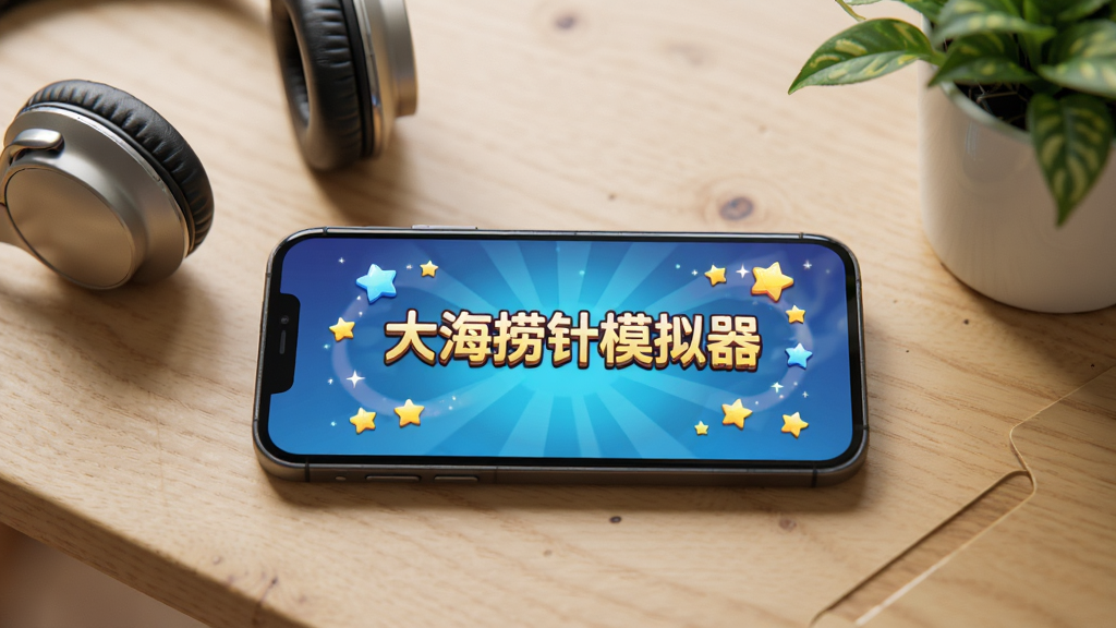 一部手机横放在木质桌面上,屏幕显示游戏通关庆祝画面,画面中有