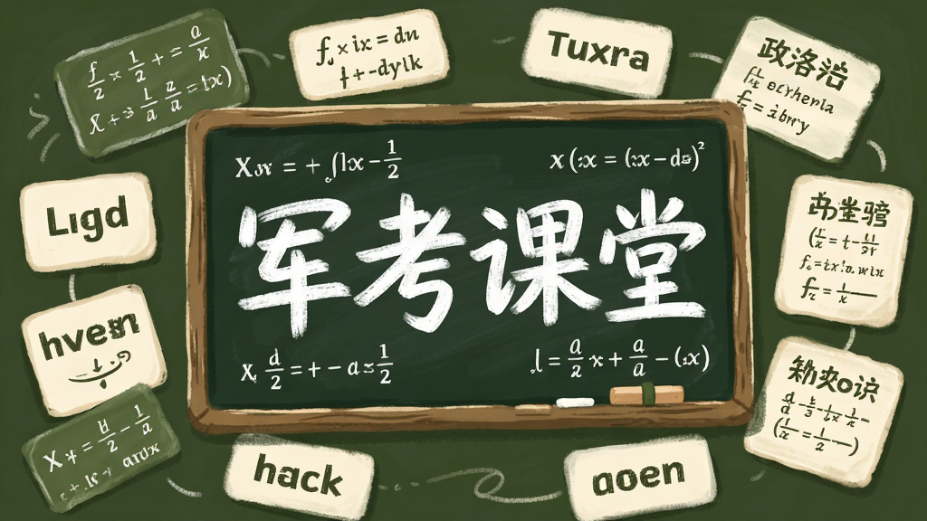 主体为一块悬浮的电子黑板,黑板上写着