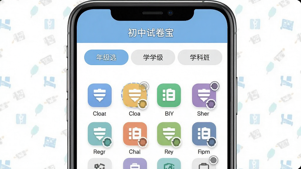 һ�ų����Ծ���ѧ���꼶��������չʾͼ������Ϊ�ֻ���Ļ�ڵ��꼶ѡ������ѧ�����񣬲���Ϊ�Ϸ��꼶��ǩ���·�ѧ��ͼ������Ű�����Գƣ����Ϊ��Լ����Ӧ�÷磬ϸ�ڰ����������Ծ��������ֱ�ʶ����ɫѧ��ͼ����ѡ�и���״̬����������������ɾ����޶���Ԫ��