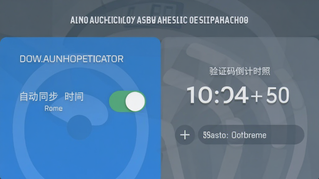 ��֤��Authenticator�ֻ�����ʱ��ͬ������ʾ�⣬չʾ�Զ�ͬ��ʱ�俪������֤�뵹��ʱ���գ���ƽ�廭���������ɫ������ֱ�ۣ����廭��