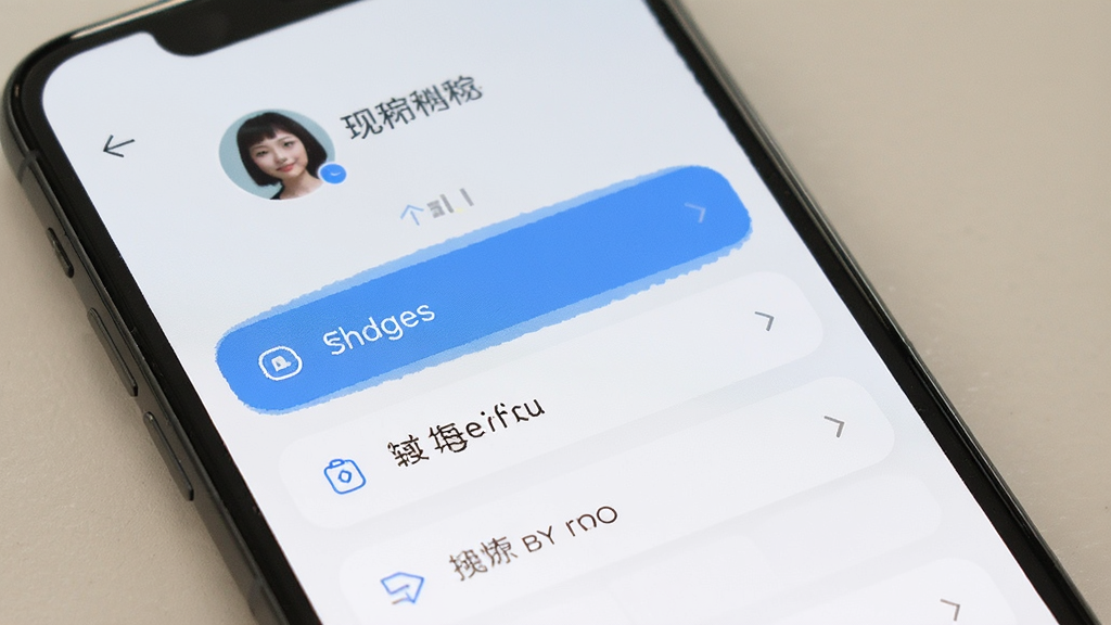 手机个人资料设置页面,顶部显示圆形头像与昵称,下方排列多个设置选项条目,界面采用卡片式布局,浅色背景搭配蓝色强调色,风格清爽整洁,画质高清