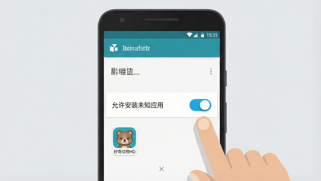 一张安卓设备安装应用权限设置界面示意图,画面主体是手机屏幕显示