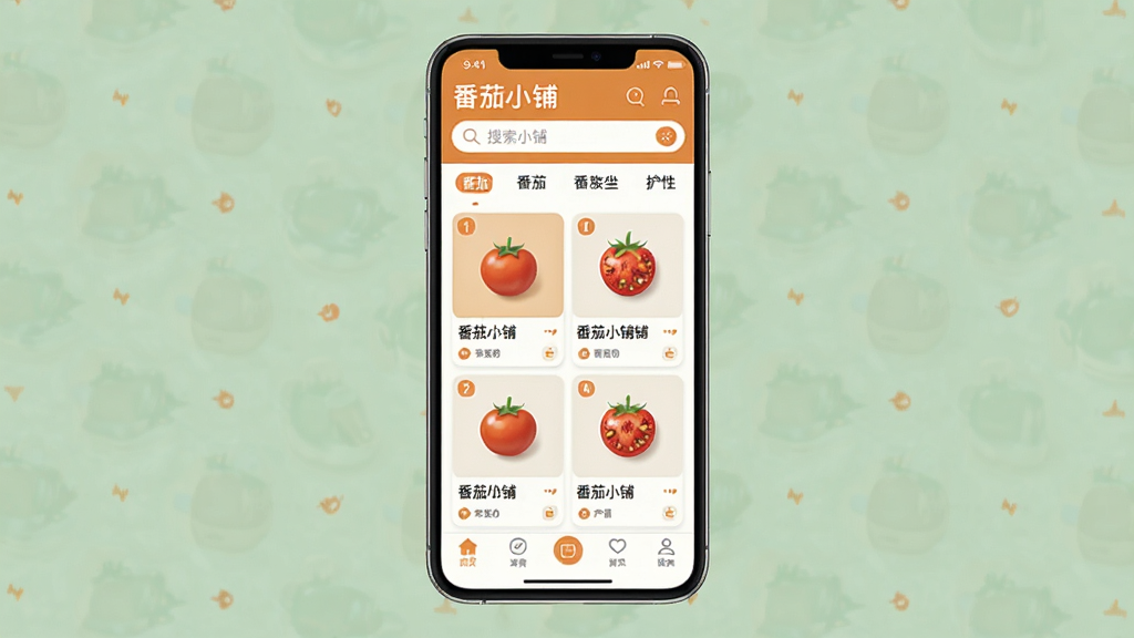 һ���ֻ�Ӧ�ý���չʾͼ������������һ�����������ֻ�����Ļ����ʾ������С�̡���ҳ���������������������ڣ��в�Ϊ��Ʒ��Ƭ���񲼾֣��ײ�Ϊ���������������ů�����ɫ��ɫ��������¼�࣬ϸ�����������ʸɾ����޶���Ԫ��