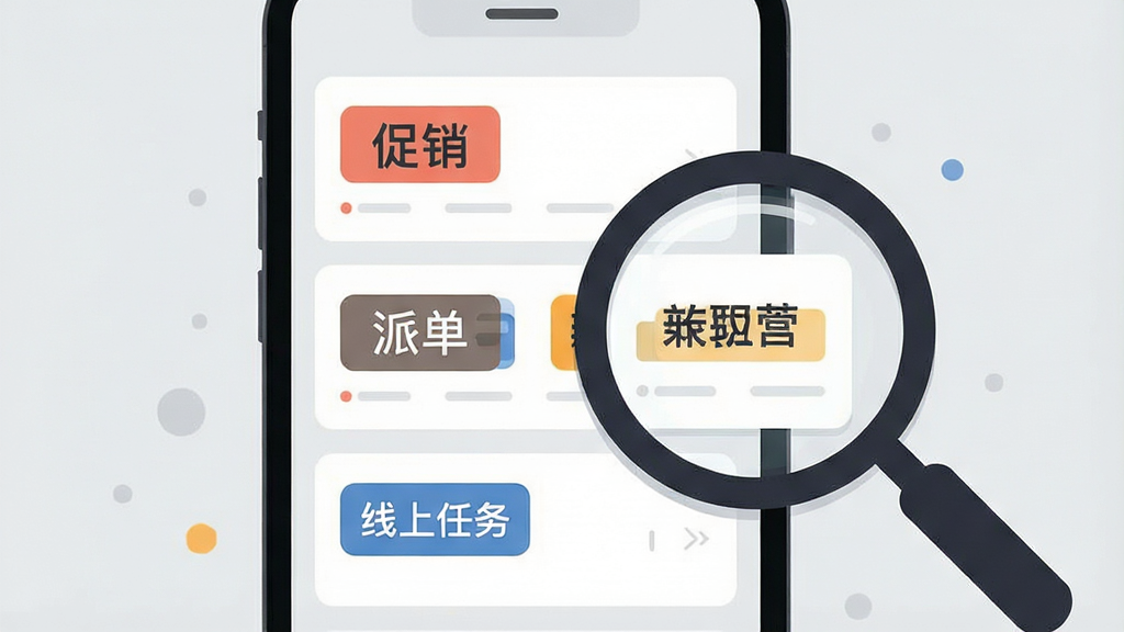 һ����ƽ�����Ĳ廭������������һ���ֻ���Ļ��չʾ�ŷ��������ļ�ְ��λ��Ƭ�б�����Ƭ���С����������ɵ������������񡱵ȱ�ǩ�������Ҳ���һ���Ŵ�ͼ�����ھ۽�����һ�ſ�Ƭ�������Ǽ���ǳ��ɫ�����Ϊ�ִ���ƽ�廭��ϸ�ڸɾ�����������