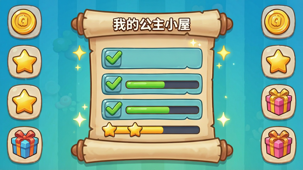 ��ͨ�������������棬����������һ��չ���ľ���ʽ�����б�������д�С��ҵĹ���С�ݡ���������Χ���ƽ�ҡ����������������ͼ�꣬����Ϊ���жԳƹ�ͼ�����Ϊ������ϷUI�廭�磬ϸ�ڰ����򹴵�������Ŀ����������������Ч����������������ɾ����޶���Ԫ��