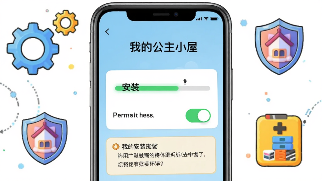 һ�������ֻ���Ļ����ʾ���ҵĹ���С�ݡ���Ϸ��װ���棬���沼��Ϊ�ֻ����з��ã���Χ���Ƴ��֡�������洢�ռ�ͼ�꣬���Ϊ���ĿƼ��廭�磬ϸ�ڰ�����װ��������Ȩ�޿�������ʾ���ֿ򣬻�������������ɾ����޶���Ԫ��