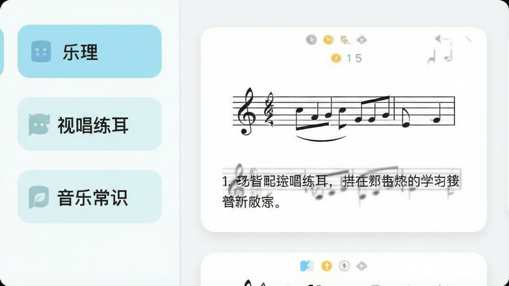 一张学习类应用界面截图风格图片,画面左侧为竖向排列的模块目录列表,标注