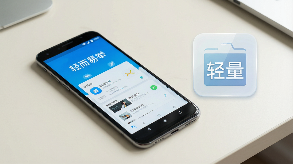 一张手机应用运行示意图,画面中一部安卓手机平放在桌面上,屏幕亮起显示