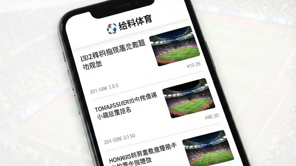 一张资讯阅读界面的手机展示图,画面中手机屏幕显示体育新闻列表,顶部有