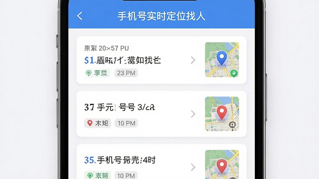 画面展示手机界面中的历史记录列表,每条记录包含手机号、时间和位置缩略图,顶部有