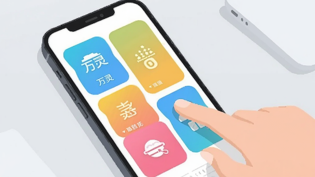 手机屏幕中呈现多个彩色卡片式功能入口,卡片上分别写着