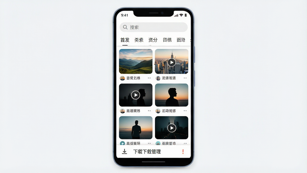 一张手机应用界面展示图,画面中央是一部竖屏安卓手机,屏幕上显示