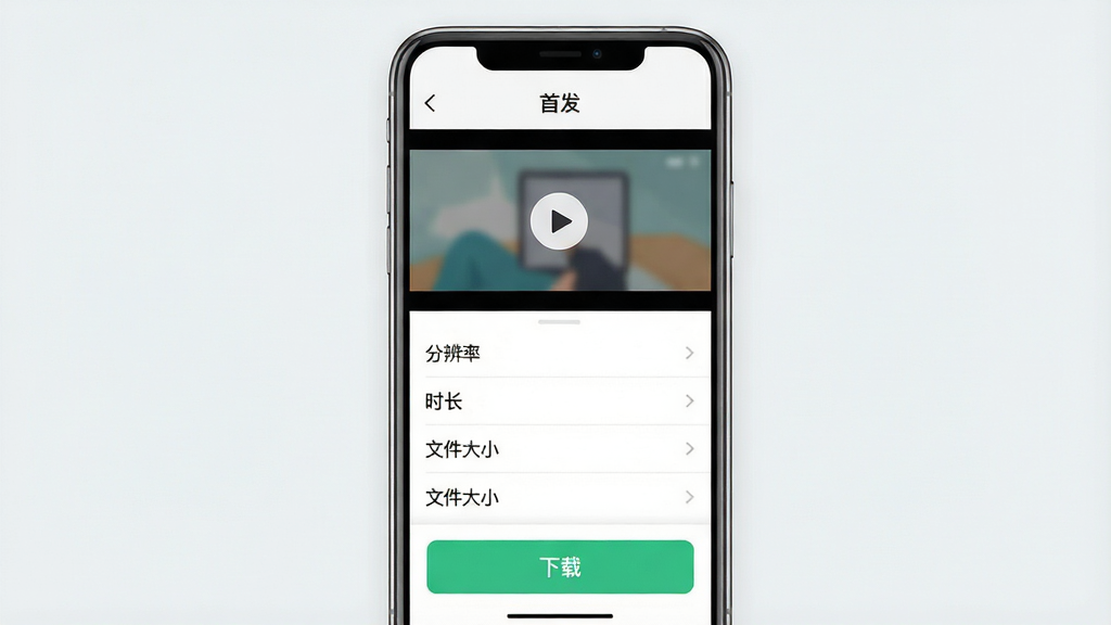 一张手机应用素材详情页的展示图,画面主体是一部手机,屏幕上显示