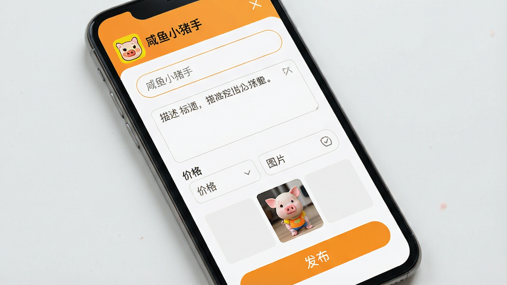 一张手机应用发布页面展示图,画面为手机屏幕上的商品发布表单界面,顶部显示