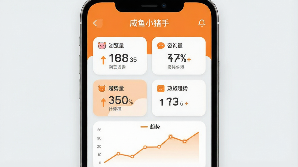 一张手机应用数据页面展示图,画面为手机屏幕上的数据概览界面,顶部显示