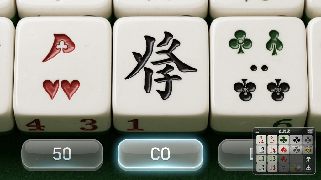 微壳字牌对局中牌面特写,主体为放大的字牌牌面与高亮操作按钮,布局为牌面占据画面主要区域、按钮环绕下方,风格为写实棋牌UI特写,细节包含清晰的数字花色、半透明按钮光效与出牌记录小窗,画质高清干净,无多余装饰