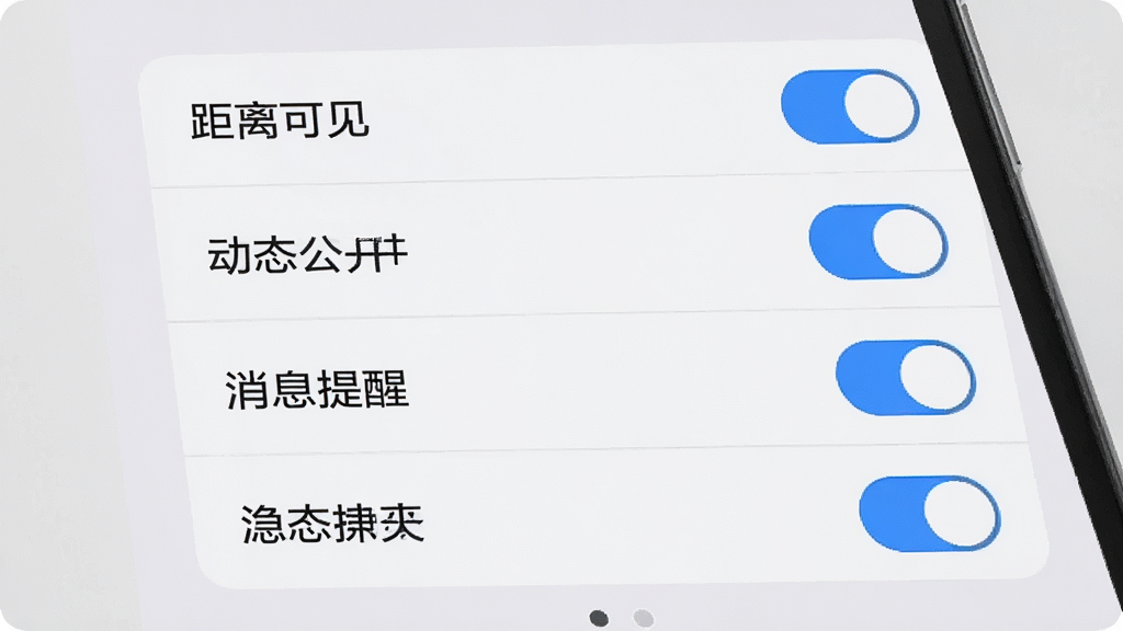 手机设置页面风格,画面中展示多个隐私开关按钮,包含