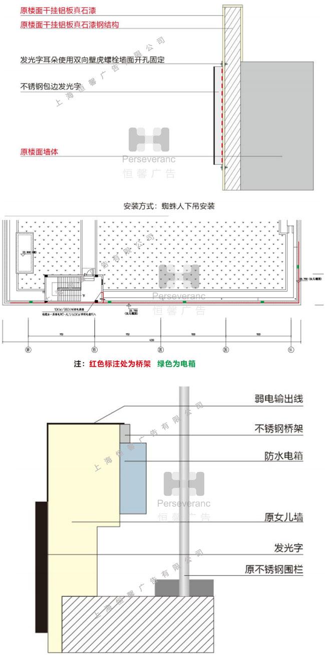 微壳字牌安装现场实拍 墙面固定与接线细节