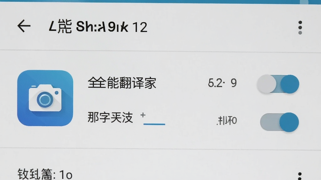 手机设置界面展示应用权限管理页面,全能翻译家图标旁标注相机与麦克风权限开关,界面风格为安卓系统原生设置页,布局清晰,细节干净,画质高清,无多余元素