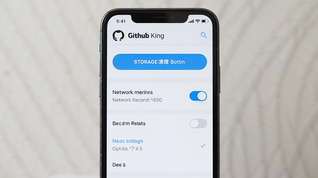 ��������Ϊһ���ֻ���Ļ��ʾ Github King ������������Ȩ�޹������棬�����а����洢������ť������Ȩ�޿�����֪ͨ����ѡ����ֲ����ֻ����С�����Ԫ�����϶������У��Ű��Ϲ��ܿ����밴ť����ֲ������Ϊ��Լ������Ӧ�ý�������ɫ�԰�ɫ��ǳ��Ϊ����ϸ�ڴ��ɼ�Ȩ�޿���ͼ���뻺���С��ֵ����������������ɾ����޶���Ԫ��