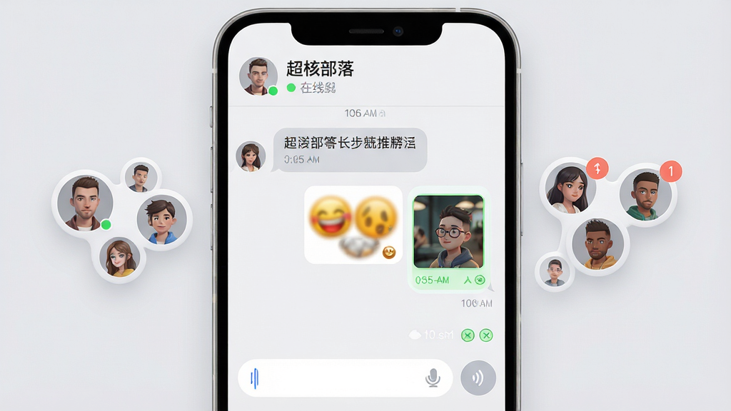 һ��չʾ�����˲��䡹��ʱ��������ʾ��ͼ������Ϊ�ֻ���Ļ��д�����촰������ʾ��������ĶԻ����ݣ�����������Ϣ���������һ������ͼƬ������Ϊ�����ǳ�������״̬���ײ�Ϊ�������������ť����Ļ�Ա�Ư����Ⱥ��ͷ��������Ϣ֪ͨ�Ǳ꣬������Բ�ǡ�ǳ���ʸУ�ϸ�ڰ�������Բ�ǡ�ʱ���С�֡��Ѷ���ǣ����ʸ��塢�ɾ����޶���Ԫ��